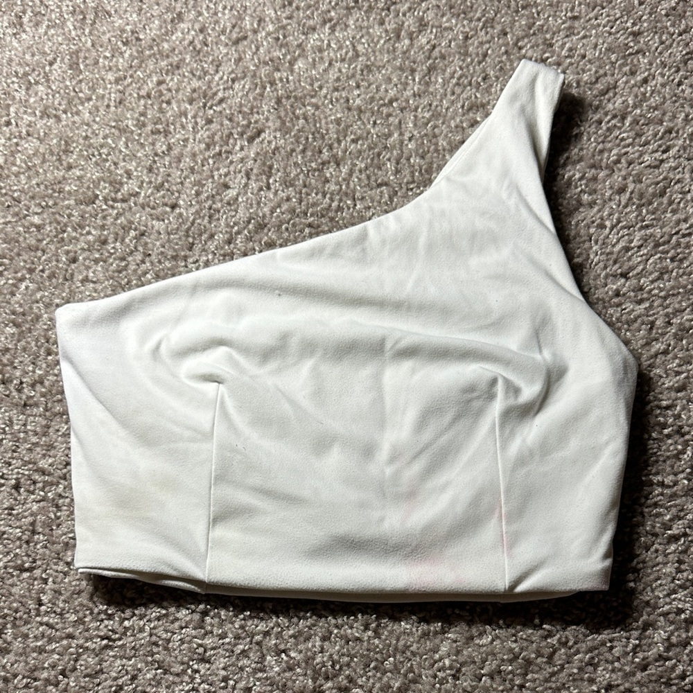 Alphalete White One-Shoulder Top